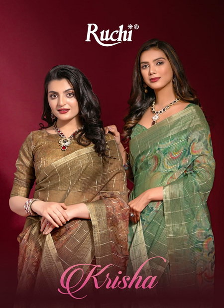 Krisha By Ruchi Linen Silk Printed Saree Wholesale Clothing Distributors In India